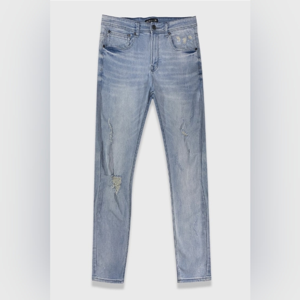 Xios premium denim  men's ripped tapered  jeans 34"×34" workpants